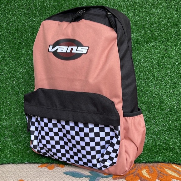 Vans Off The Wall Women's Street Sport Realm Backpack Bag - Rose Pink/Checkered - Picture 8 of 16